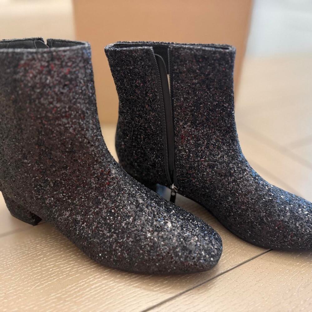 Sparkly Black Glitter Ankle Boots – Size 41 (Runs Small) – New in Box